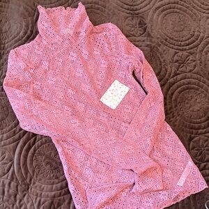 Free People Mauve Lace Layering Top, xs